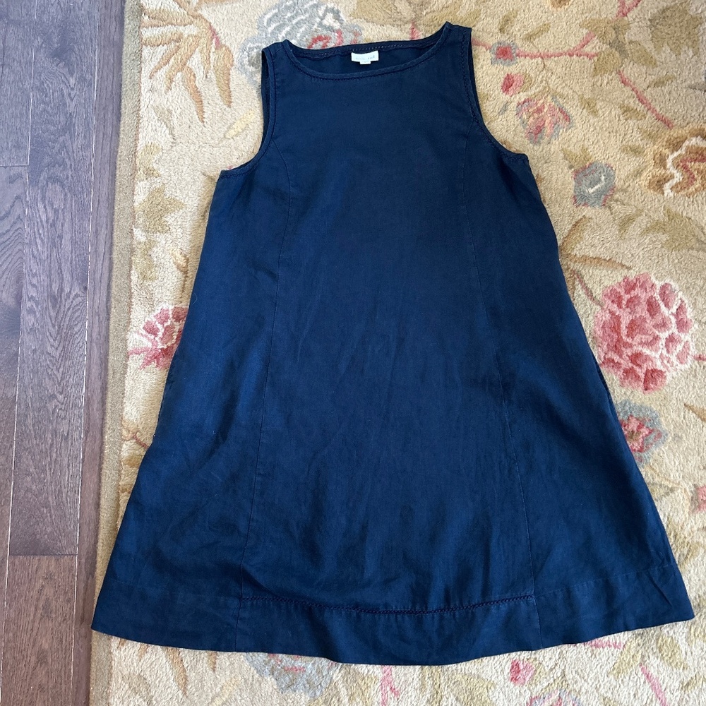 J. Jill Love Linen Shift Dress with Pockets – Navy, Size Medium EUC
